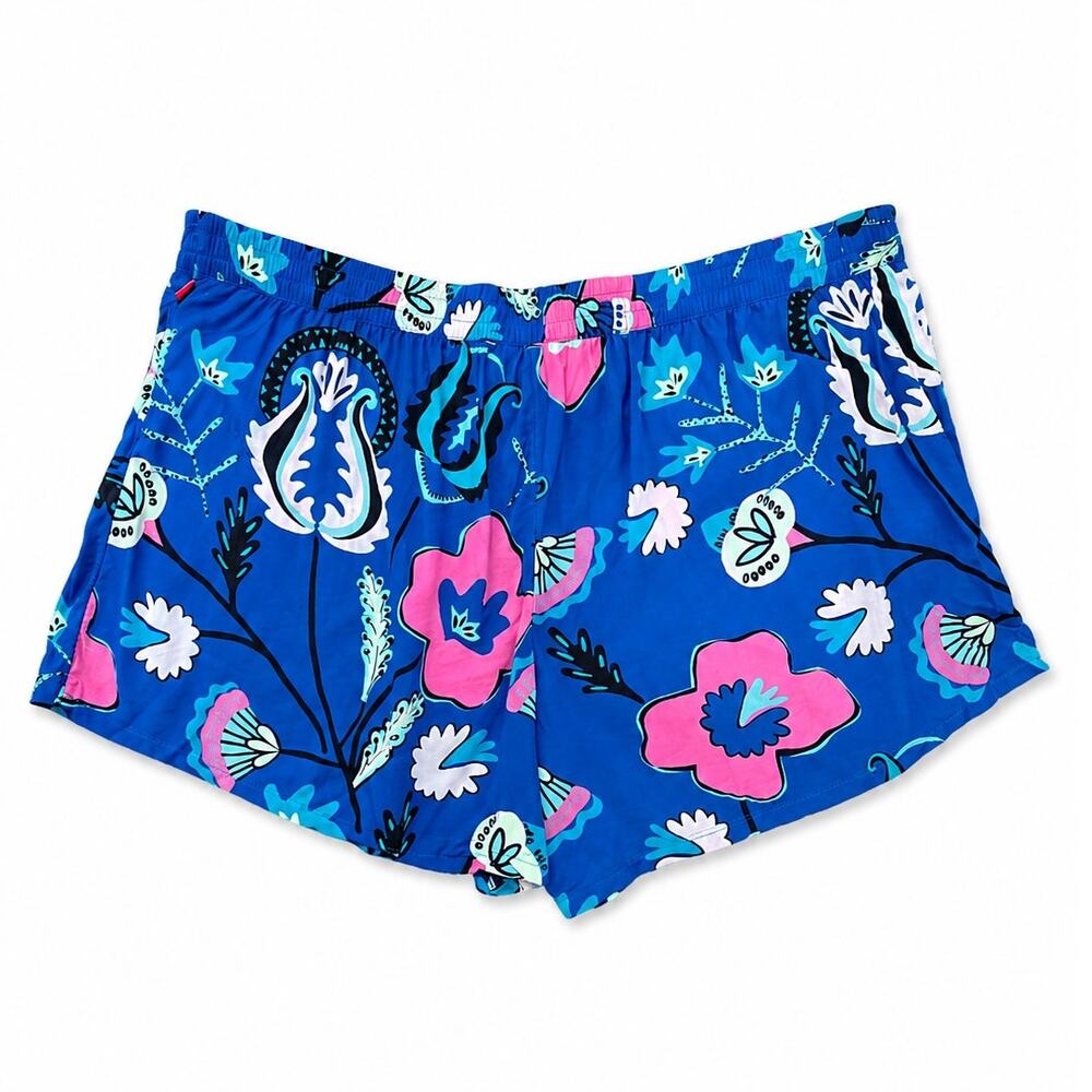 Josie Natori Floral Sleep Shorts Women's Size Large Blue Pink Pajamas